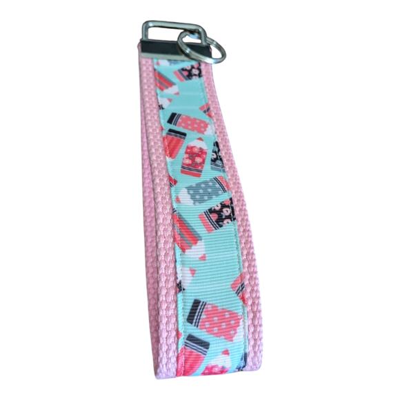 Pencil Keychain Wristlet Handmade Fabric Key FOB Gift School Teacher Present - Picture 4 of 5